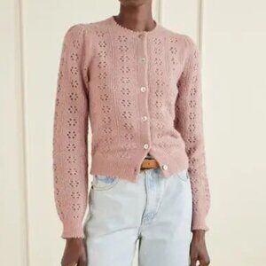 Doen Emery pointelle cardigan pink NWOT